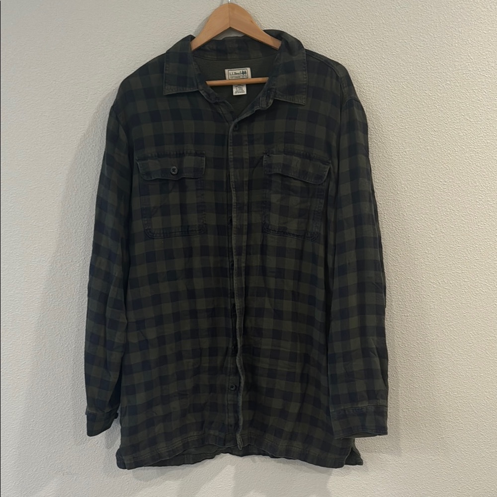 L.L. Bean Dark Plaid Cotton Shirt
